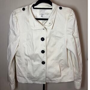 Preppy Coastal Summer Halogen Cream Cotton Jacket Lined Size XL